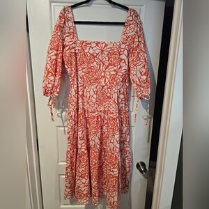 Amanda Uprichard Orange and White Floral Dress NWOT